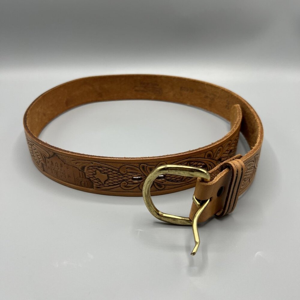 Vintage Chambers Leather Belt Alamo Texas Mens 32 USA